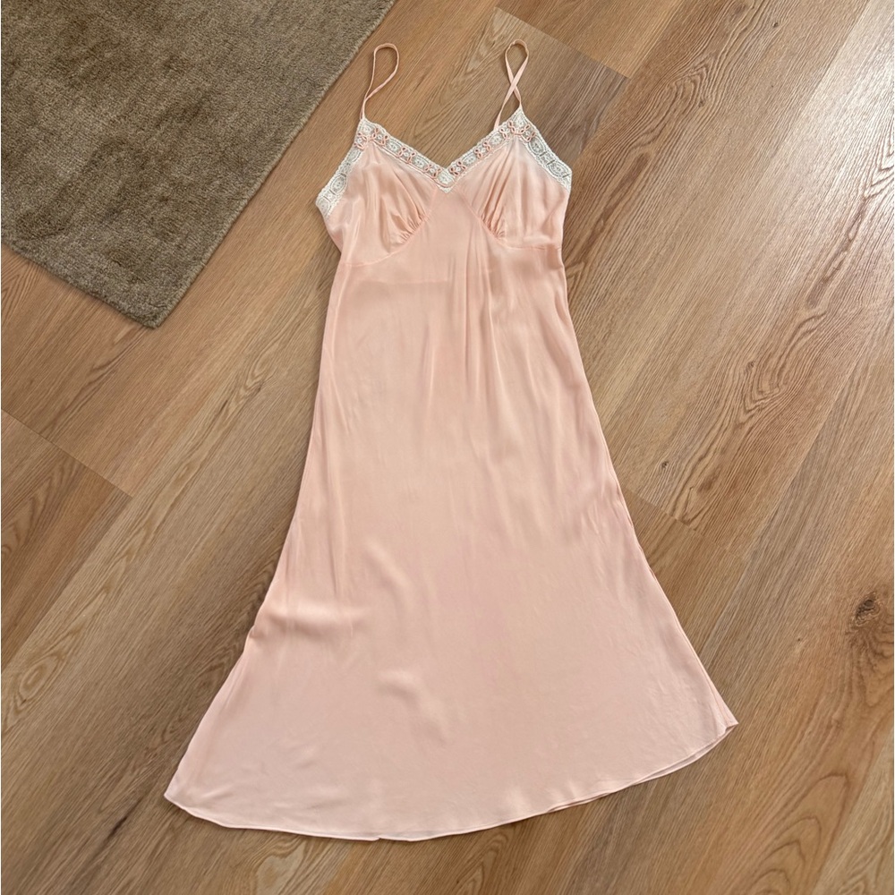 Vintage 1940s Pink Silky Slip Dress - Picture 4 of 5